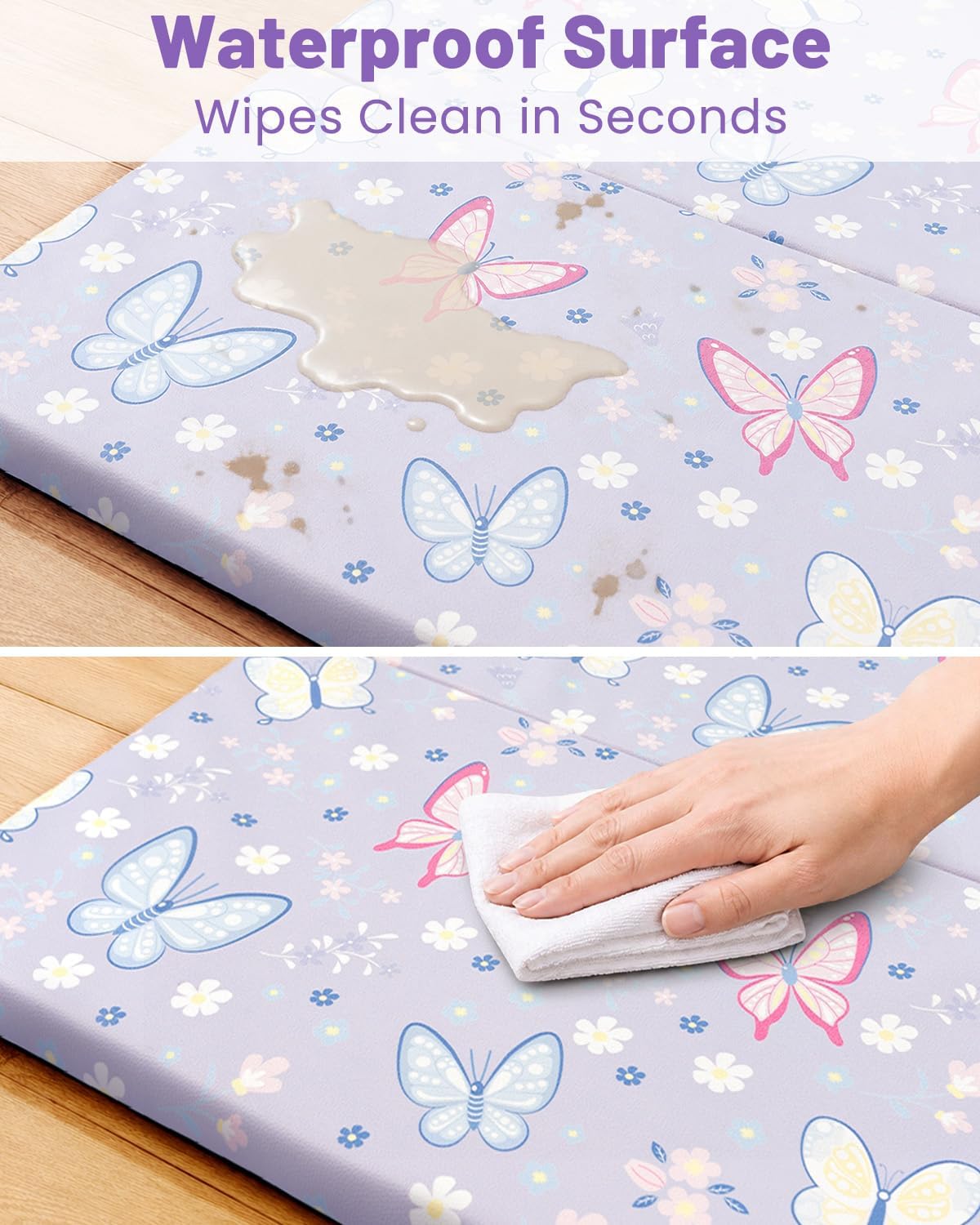 Primlect Plastic Nap Mat, 48" x 23'' Waterproof Folding Toddler Rest Mat image 2