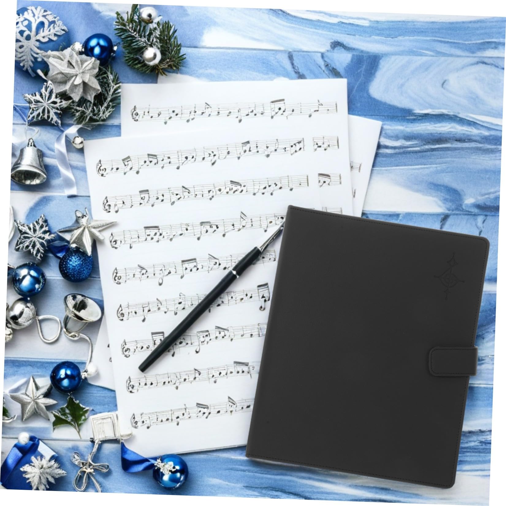PU Leather Music Sheet Folder Organizer with Pages Magnetic Closure Elastic Strap And Corner Pocket Versatile Choir Binder for Piano Guitar And Orchestra Performance