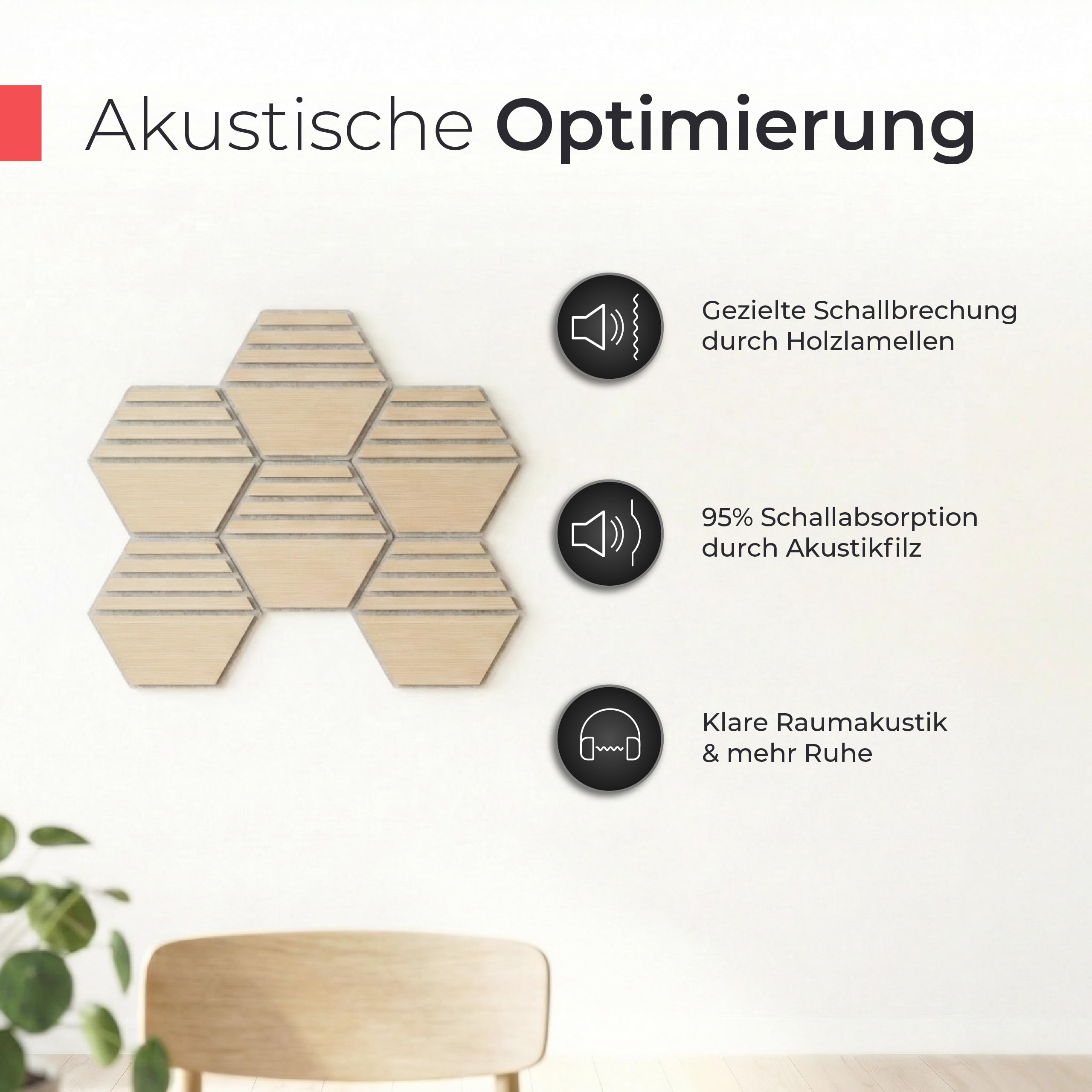 Akustikpaneele Holz - selbstklebend - Echtholz & Akustikfilz