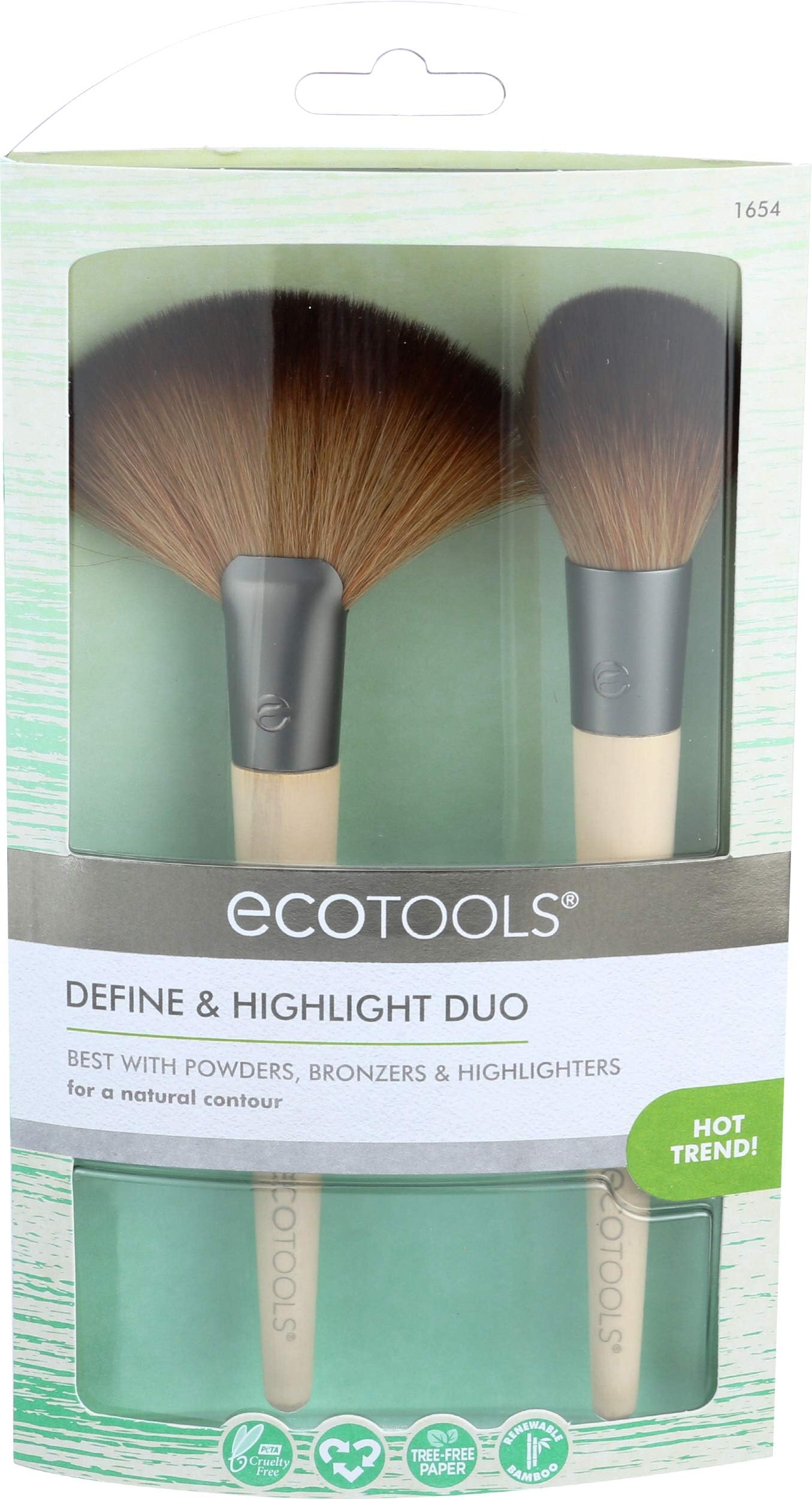 EcoTools Define & Highlight Duo, Makeup Brush Set for Powder, Bronzer, & Highlighter