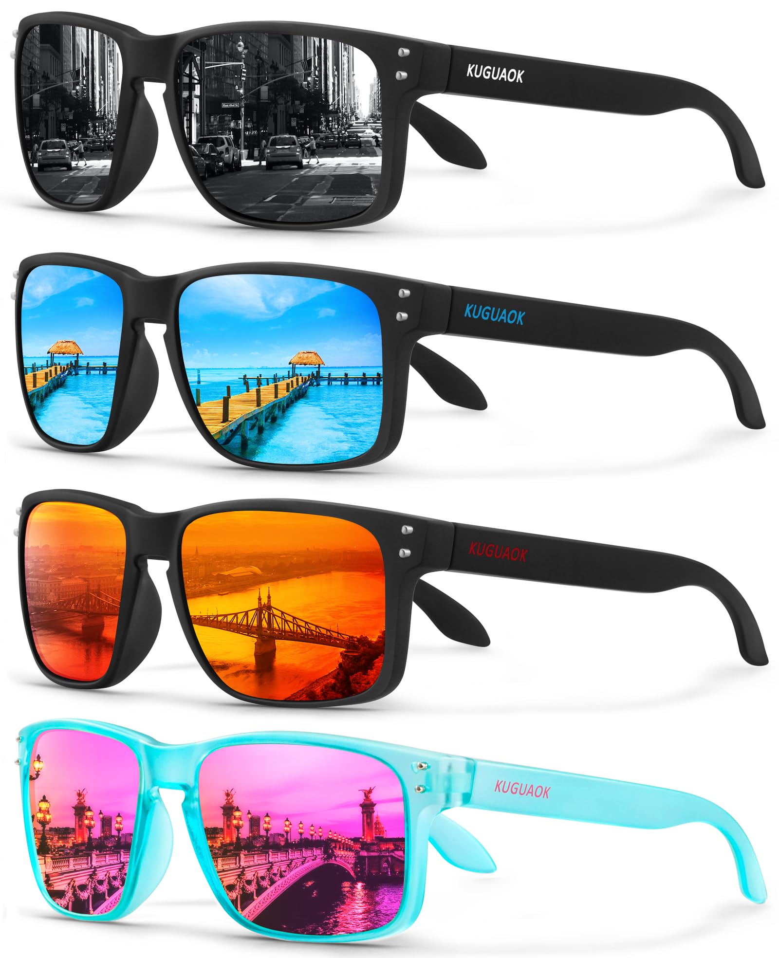 KUGUAOK Polarized Square Sunglasses For Men and Women Matte Finish Sun Glasses UV Protection Glasses