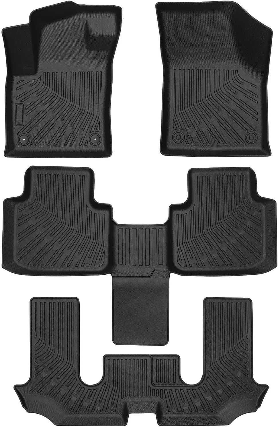 Priprilod Floor Mats Fit for Volkswagen Atlas 2018-2024 All Weather Protector TPE Floor Liners Custom Fit Car Mats Non-Slip, Only Fits Bucket 6Seats