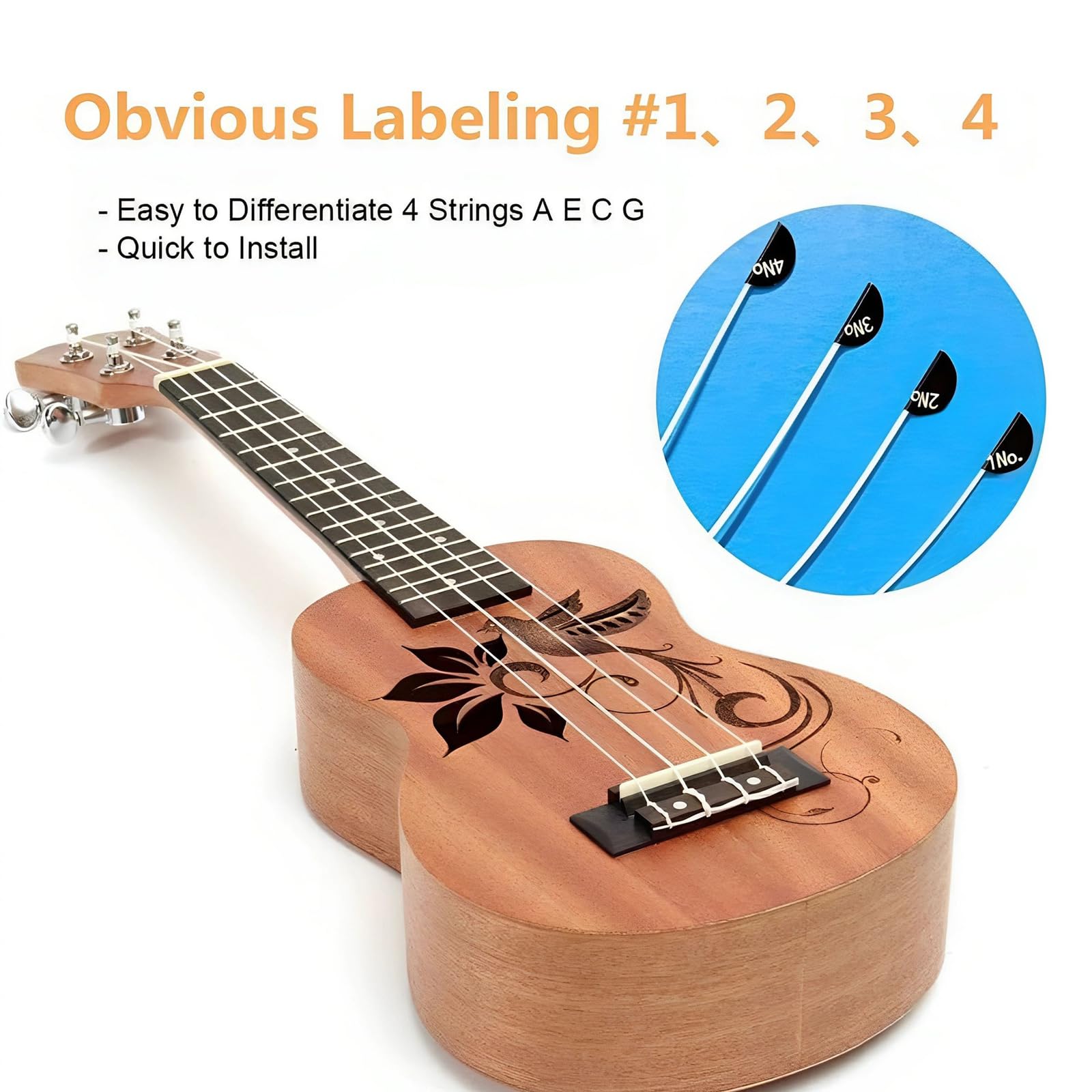 Juego de 5 cuerdas universales de repuesto para ukelele y 10 púas de fieltro para tenores de concierto soprano, accesorios de fácil instalación