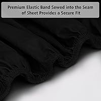 Vista 2 de Sábana ajustable Lirex, tamaño individual XL 100% algodón 300 hilos, transpirable y suave, color negro, 100x190cm
