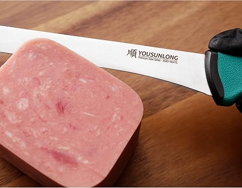 Miniatura 6 de YOUSUNLONG Cuchillo para rebanar Cuchillo de jamón 10" (254 mm) - Hoja de acero de molibdeno de alto carbono - Cortador de carne y jamón estilo