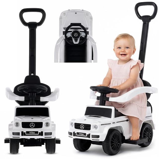 sun baby Coche de Empuje Mercedes Benz G con Licencia, Coche para Niños a Partir de 1 año, Volante con Sonido