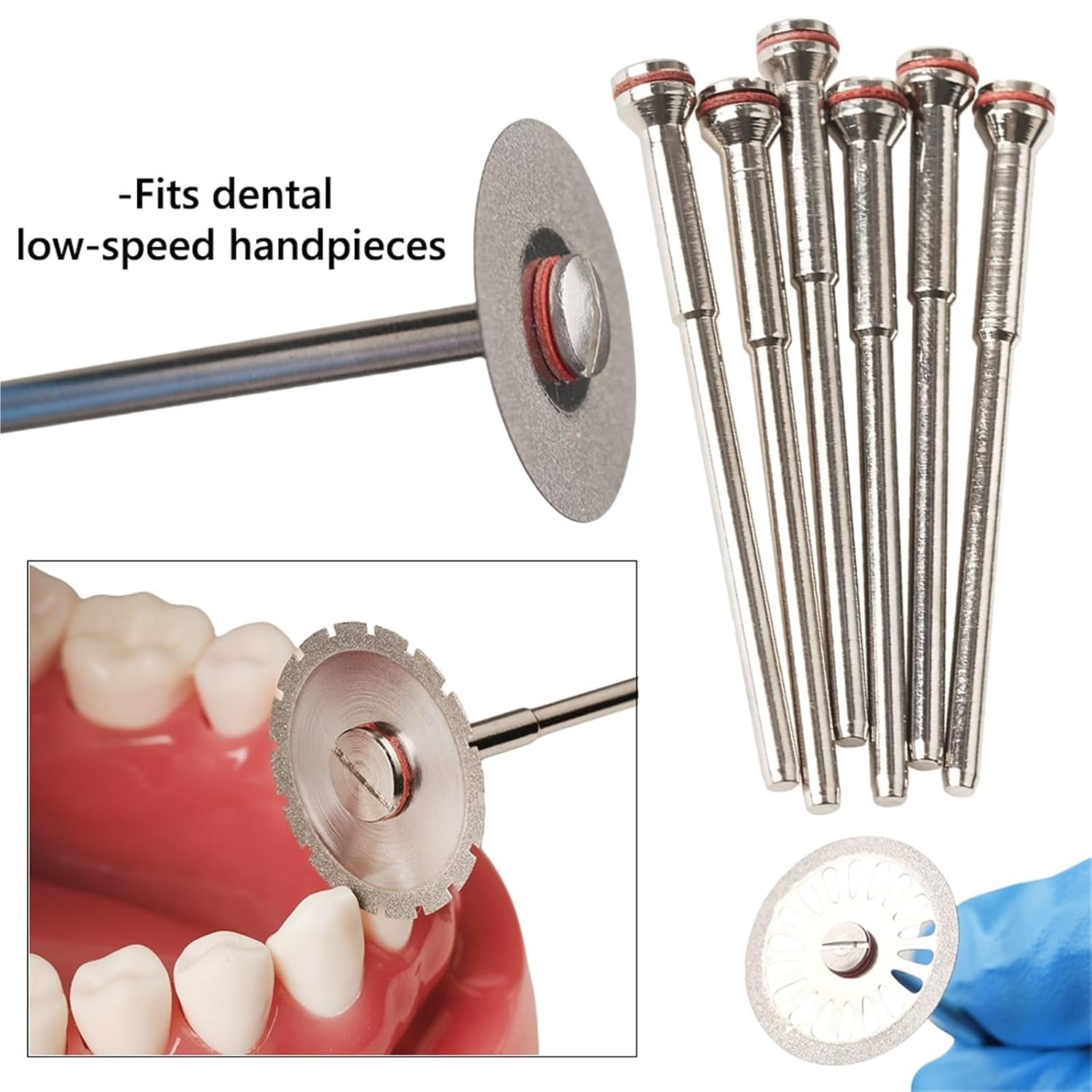 20Pcs Dental Diamond Cutting Discs Mandrel Wheel Ultra-Thin Double Side Grit Polishing Discs | Ultra-thin diamond discs for precise cutting & polishing, compatible with high-speed handpieces.