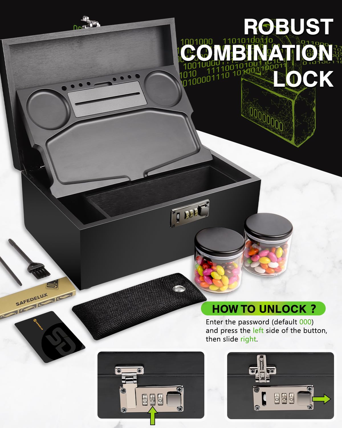 Amazon.com: SafeDelux Extra Large Bamboo Stash Box with