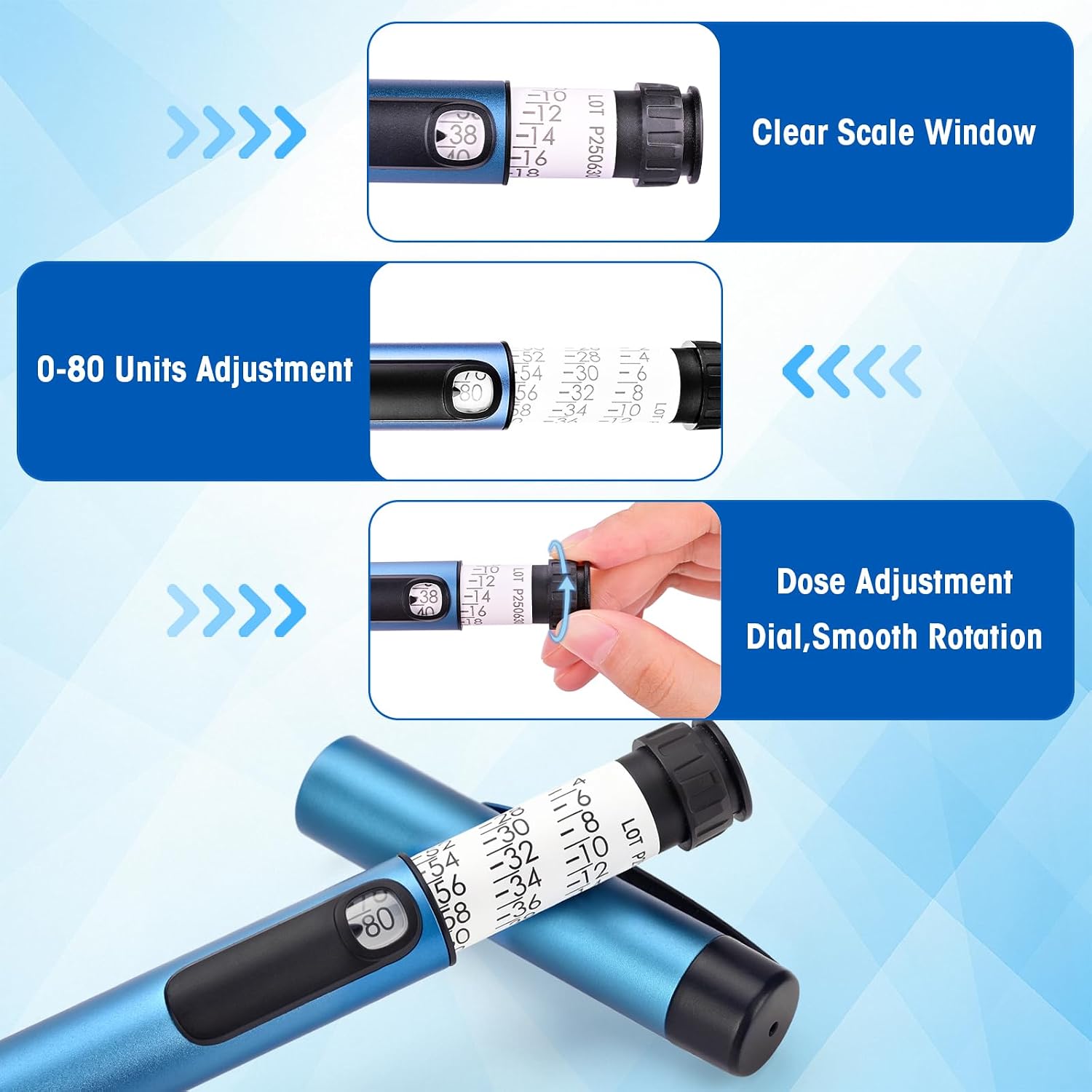 80 Unit Peptide Pen,V1 Reusable Pen Injector Compatible with 3ml Cartridges