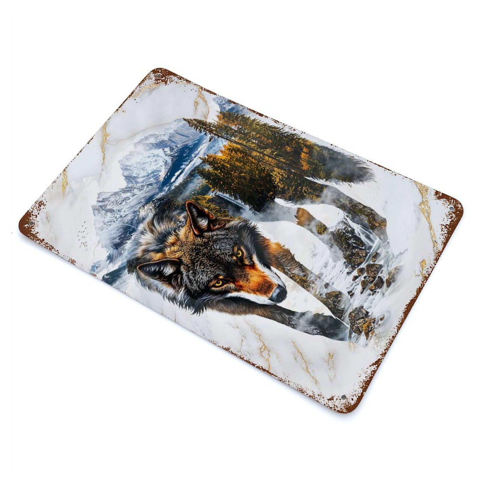 Rust Effect Ghost of The Taiga Vintage Metal Tin Sign 11.8"x7.9", Decorative Metal Wall Art for Office, Studio And Wall Decor