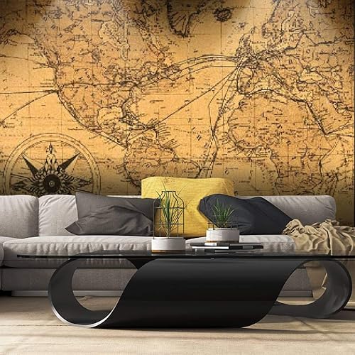 Miniatura 2 de RECETHROWS Papel tapiz autoadhesivo con diseño de mapa antiguo del mundo, papel tapiz autoadhesivo para pared grande, rollo de película de vinilo