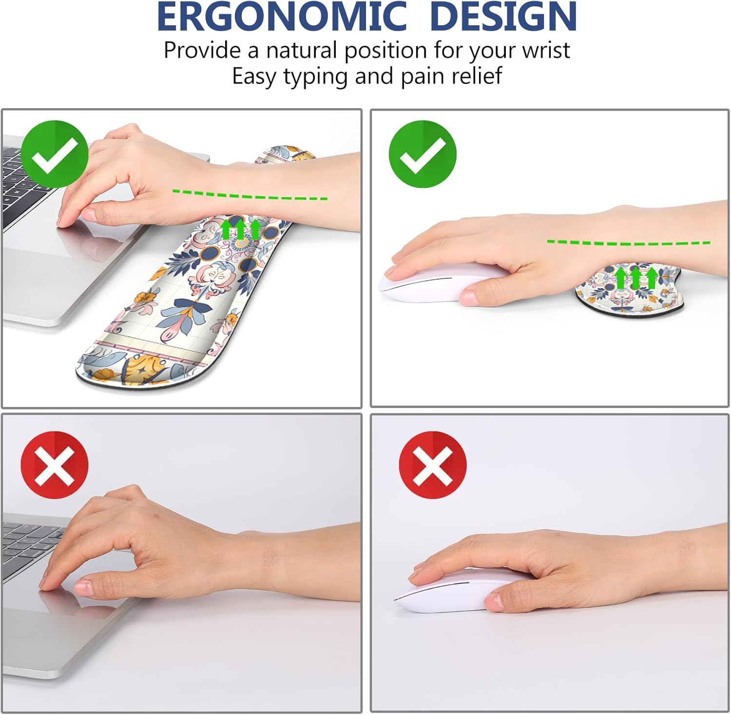 DINKY Large Mouse Pad and Keyboard Wrist Rest Combo, Extended Mouse Pad with Wrist Support, Non-Slip Desk Mat Protector Desk Blotter for Keyboard and Mouse,Retro Boho Art - Image 4