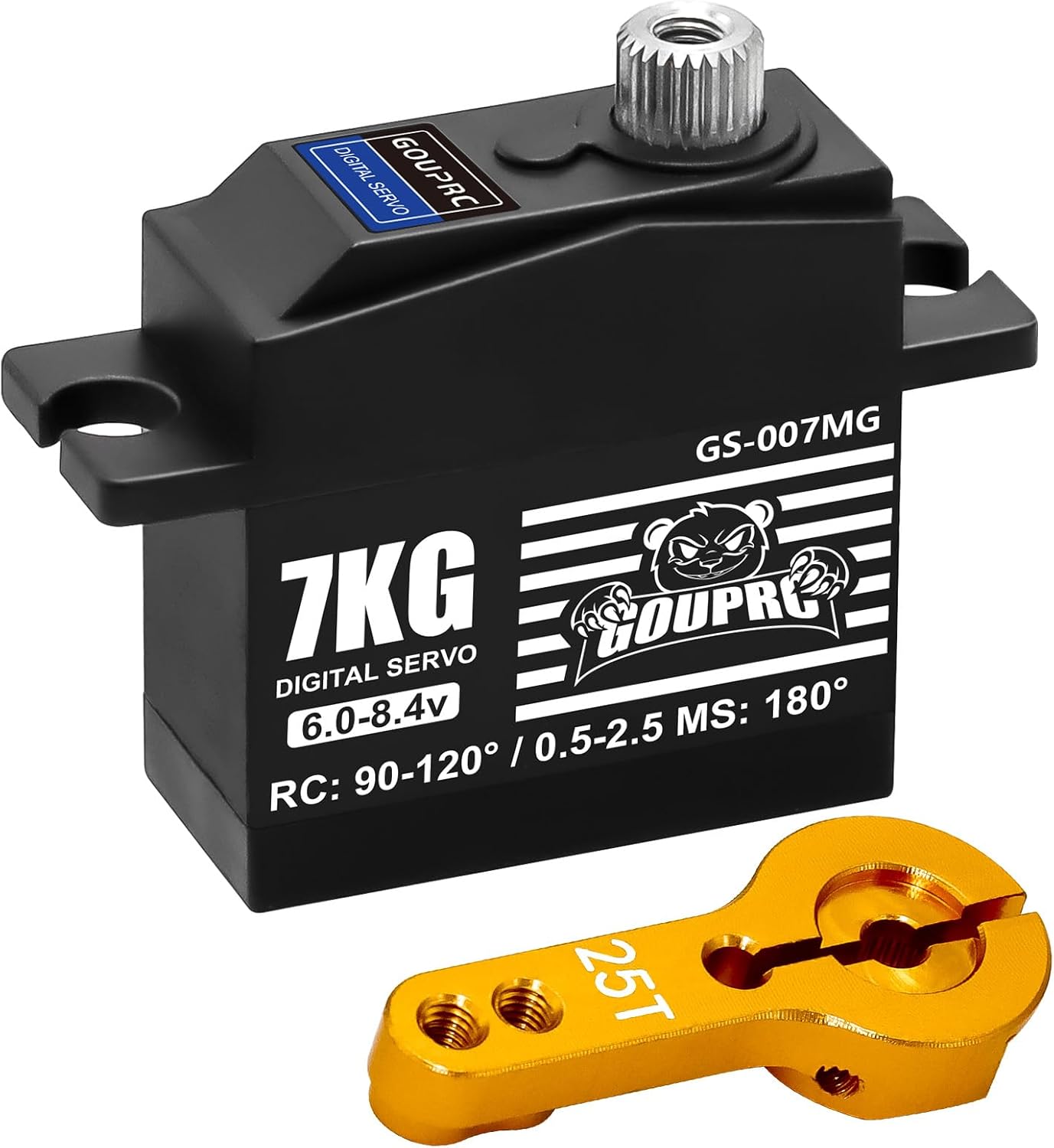 GOUPRC 7KG Micro RC Servo for 1/14 1/16 RC Car Boat DIY Robot, High Torque Medium-Aluminum Digital Servo of Metal Steel Gears with 25T Servo Horn Upgrade Servo Parts