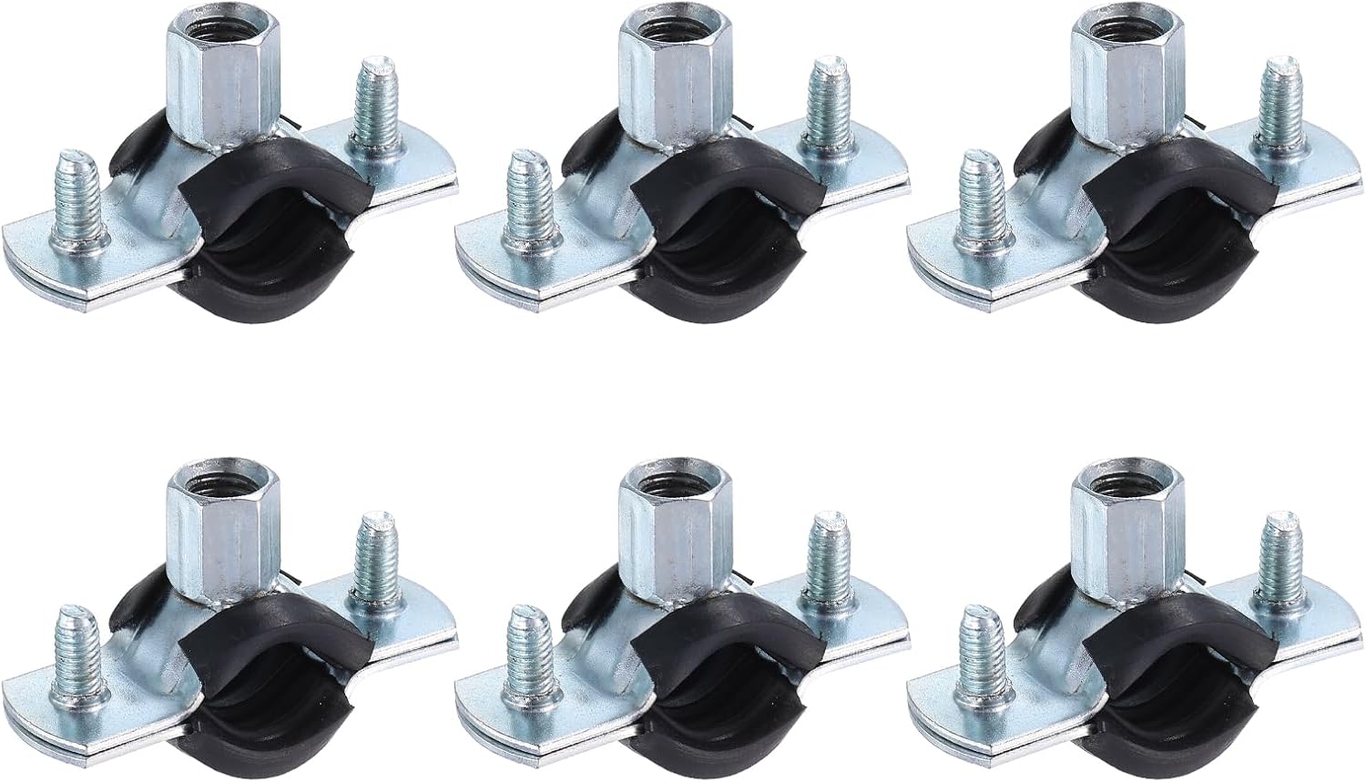 uxcell 6 Pcs Split Ring Pipe Hanger, 16mm/0.6inch Adjustable Pipe Bracket Clamp Wall Ceiling Mount Pipe Strap Support for Plumbing Drainage Pipe Tube