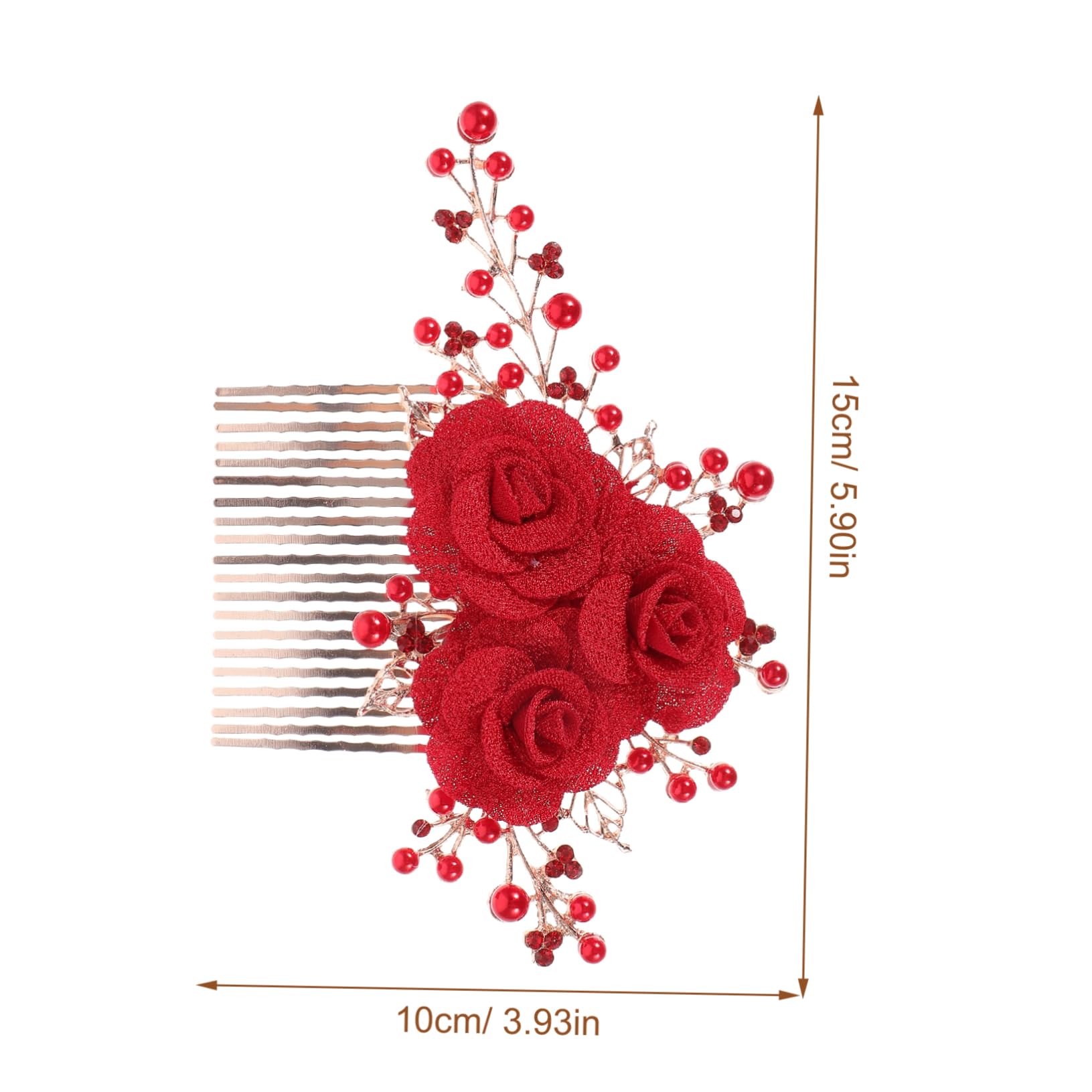 MAGICLULU 4 Roter Haarstecker Haarkamm Hochzeit haarschmuck Haarspangen Haarnadel Haarklammer Haaraccessoires Haarkamm aus Handbuch Kopfbedeckung Rose Braut