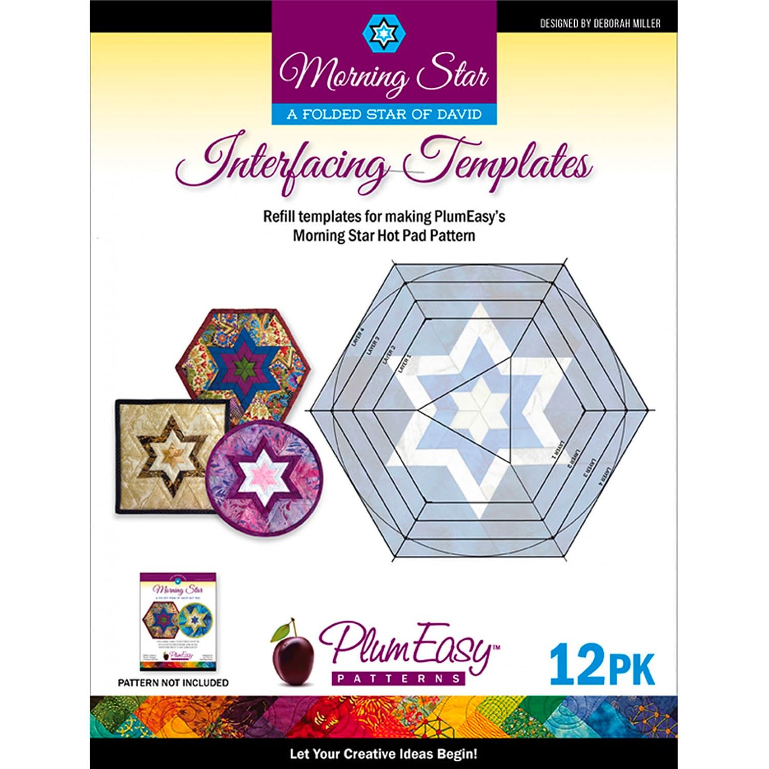 PlumEasy PatternsMorning Star Interfacing Template 12-Pack, Polyester, White