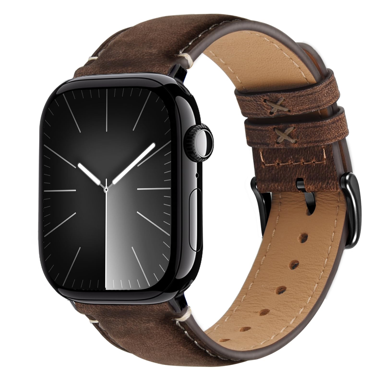 Wristitani Genuine Leather Strap for Apple Watch 44/45/46/49mm for Men