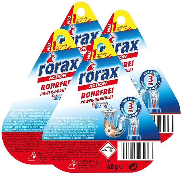 Rorax Rohrfrei poder pelotillas porción Pack 4 x 6 -Instant & resuelve pelo