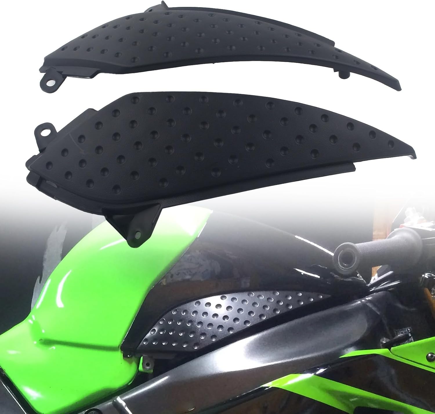 1 Pair Black ABS Gas Tank Side Cover Panel Fairing Trim Cowl Compatible with Kawasaki ZX6 ZX6R 636 2005-2006