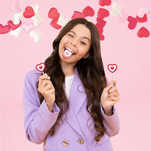 Miniatura 8 de Piruletas de tatuaje de San Valentín, caramelos duros en forma de corazón rojo, envueltas individualmente, piruletas de 0.35 oz (20 unidades (media