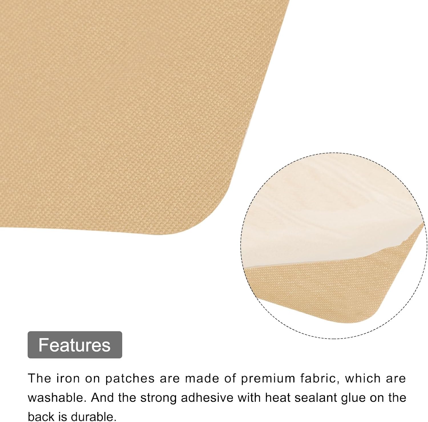 MECCANIXITY 6Pcs Iron on Patches Fabric Repair Patches Iron-On Mending Fabric Khaki 4.9"x3.7" for Clothes Repair, Pants, Bags Hole Repairing and Decoration