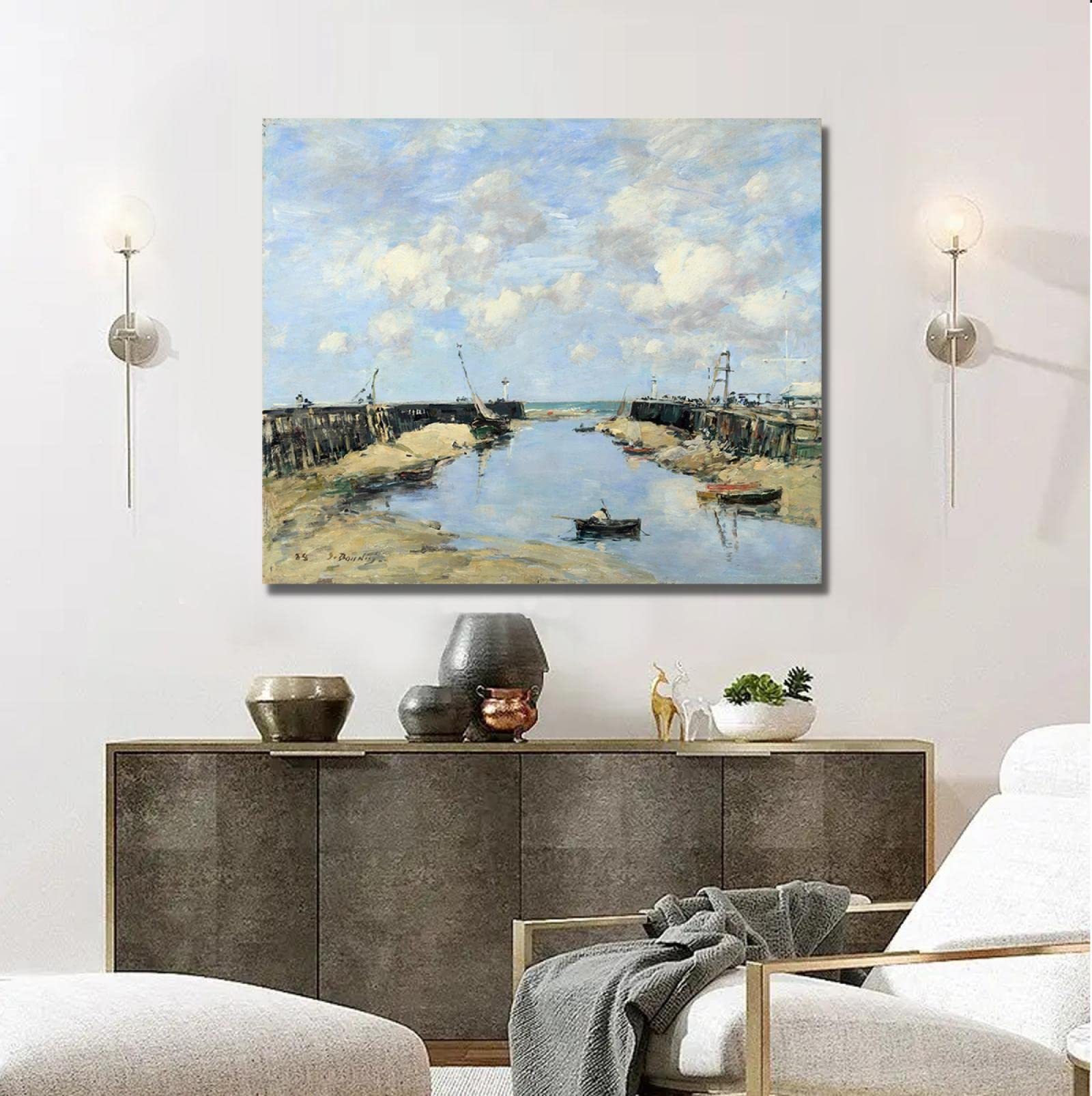 Amazon.co.jp: 画家ユージーン・ブーダンによる水色の港の風景画