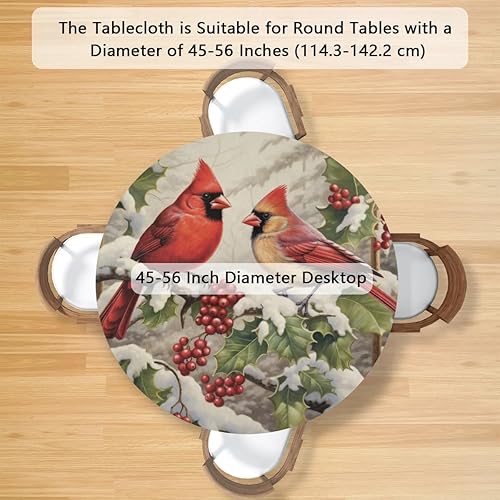 Vista 284 de Cardinal Bird - Mantel redondo ajustable con borde elástico de 36 a 42 pulgadas, mantel redondo elástico, impermeable, lavable, mantel circular