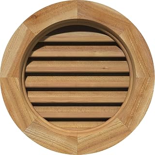 Ekena Millwork GVWRO16X1600RFUWR Unfinished, Functional, Rough Sawn Western Red Cedar with Brick Mould Face Round Gable Vent 21-Inch x 21-Inch Frame Size, 16-Inch x 16-Inch