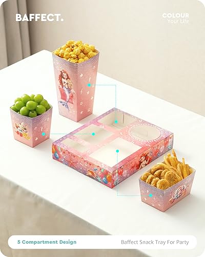 Miniatura 3 de Baffect Bandejas de aperitivos de noche de película, 120 unidades, incluye 20 bandejas de aperitivos de fiesta de sirena, 20 cajas de palomitas de