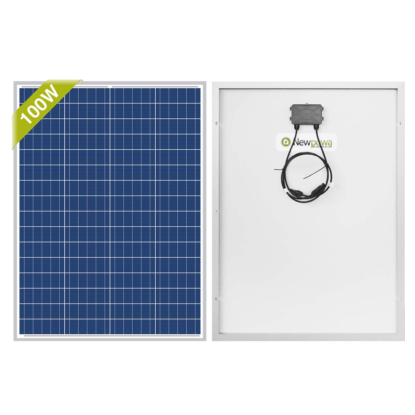 Newpowa 100 Watts 12 Volts Polycrystalline Solar Panel 100W 12V High Efficiency Module RV Marine Boat Off Grid