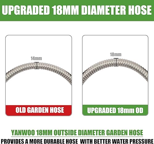 Miniatura 2 de Yanwoo Manguera de jardín de acero inoxidable 304 de 4 pies con conector de latón hembra a hembra, diámetro exterior de 0.709 in de diámetro