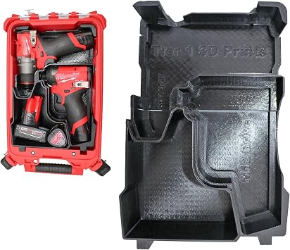 Organizer for Milwaukee M12 FUEL Right Angle Impact Drill/Driver and Accessories Compatible with Milwaukee Packout FUEL Drill/Driver & Accessories