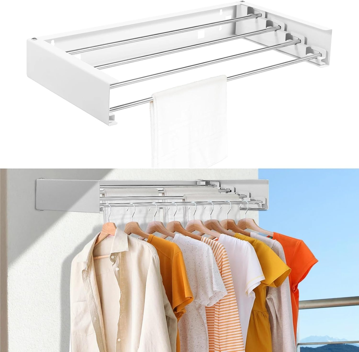 Compatible Stainless Steel Collapsible Wall Mount Drying Rack for Laundry