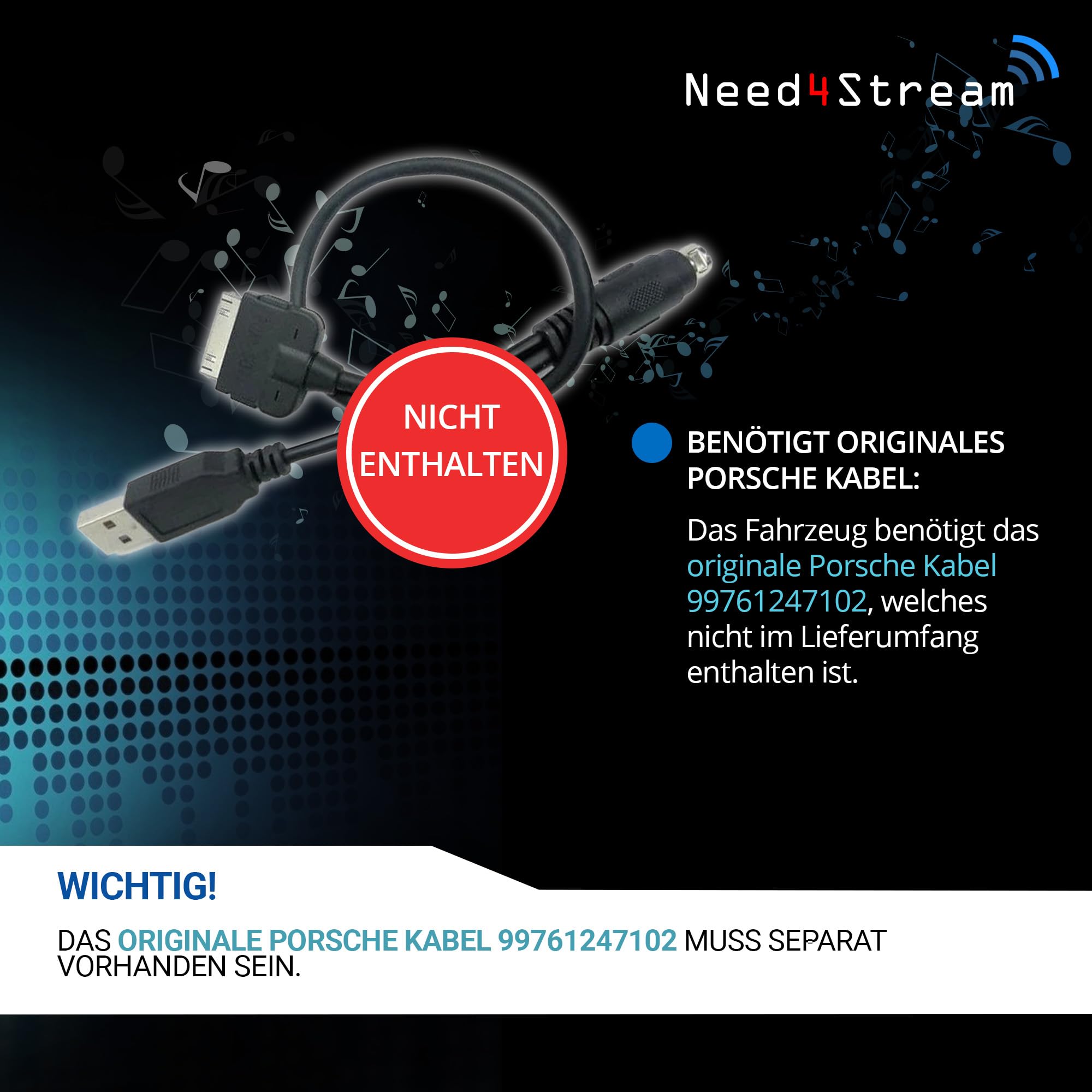 Adaptador Bluetooth con lista de pistas, compatible con Porsche PCM3.0, compatible con iPhone y Android, Plug & Play