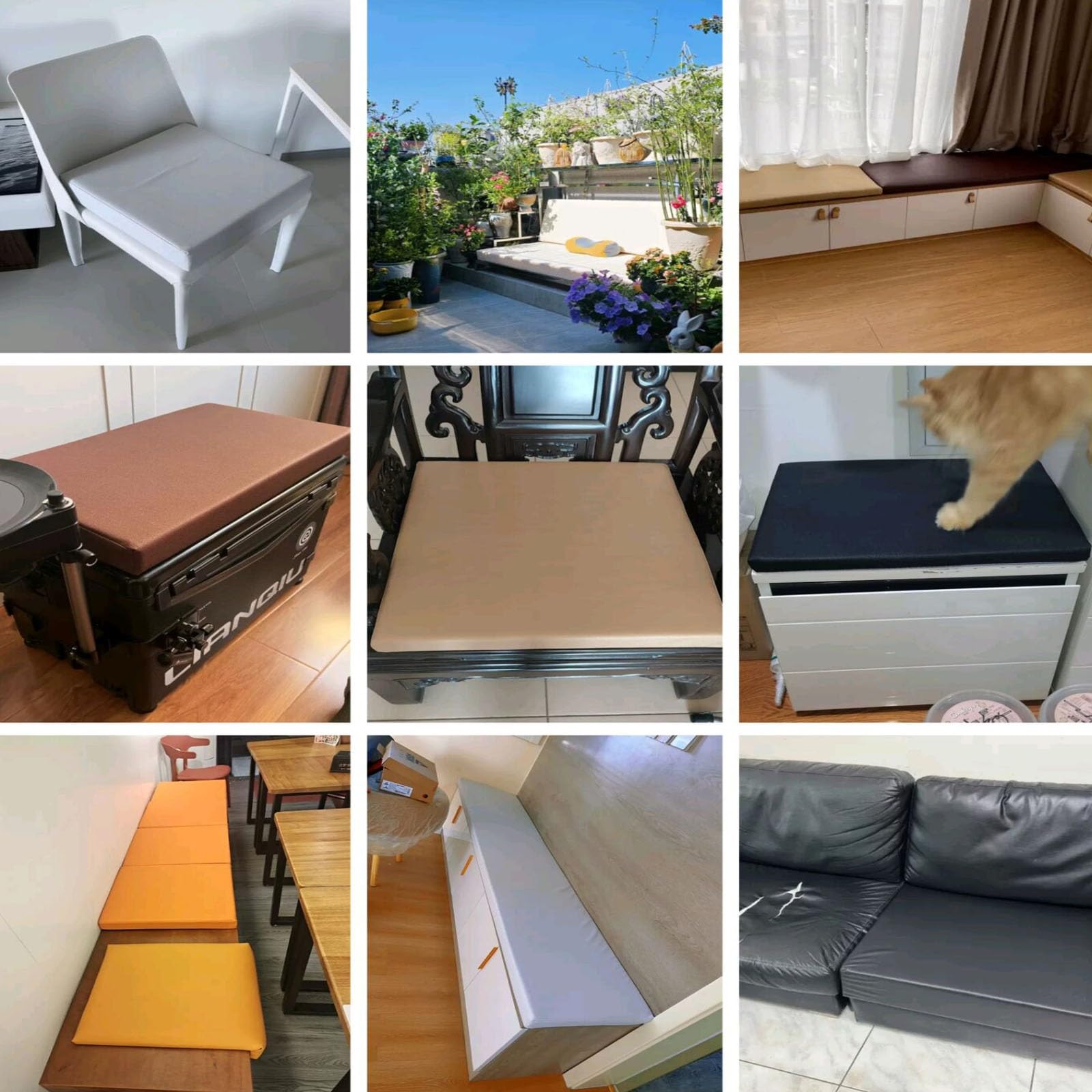 Funda de asiento de piel sintética impermeable de 110x50x8 cm antideslizante para banco exterior