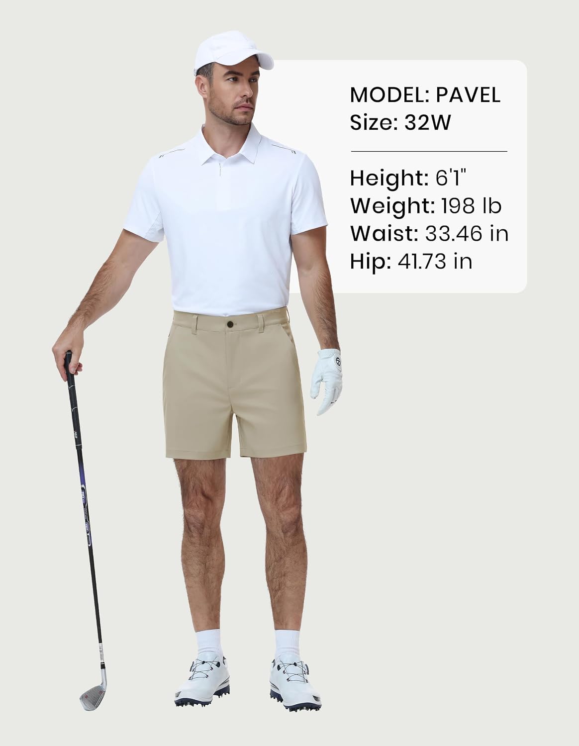 PULI Men's 5" Inseam Hybrid Flat Front Golf Shorts Casual Lightweight Chino with Pockets Quick Dry Stretch