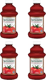 Sacramento Tomato Juice, Kosher and Gluten Free, No High Fructose Corn Syrup, 46 Ounce Bottle, 4-Pack
