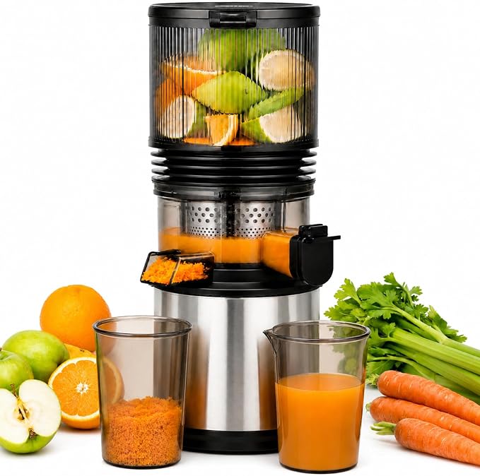 AMZCHEF Slow Juicer with Large Filling Chute and Quiet Operation
