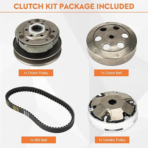Vista 2 de Compatible con Kit de montaje de embrague Gy6 50cc, variador de scooter de carreras para Gy6 50cc 4 tiempos 139QMB Motor Scooter ATV, Incluye