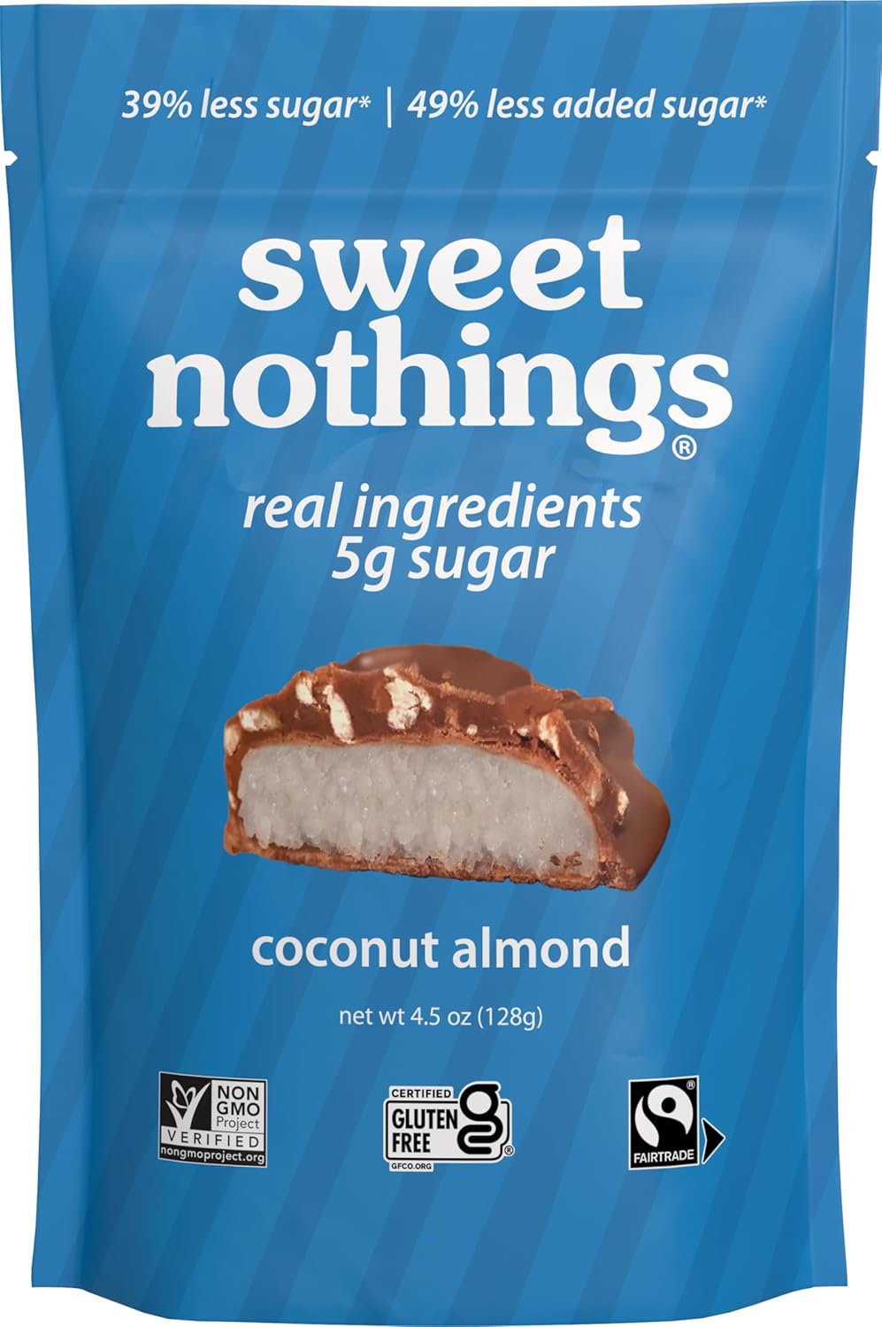 Sweet Nothings Coconut Almond Bars | 5g Sugar | Certified Gluten Free, Fairtrade, Non-GMO | No Sugar Alcohols | No Soy | 4.5 oz (Pack of 6)