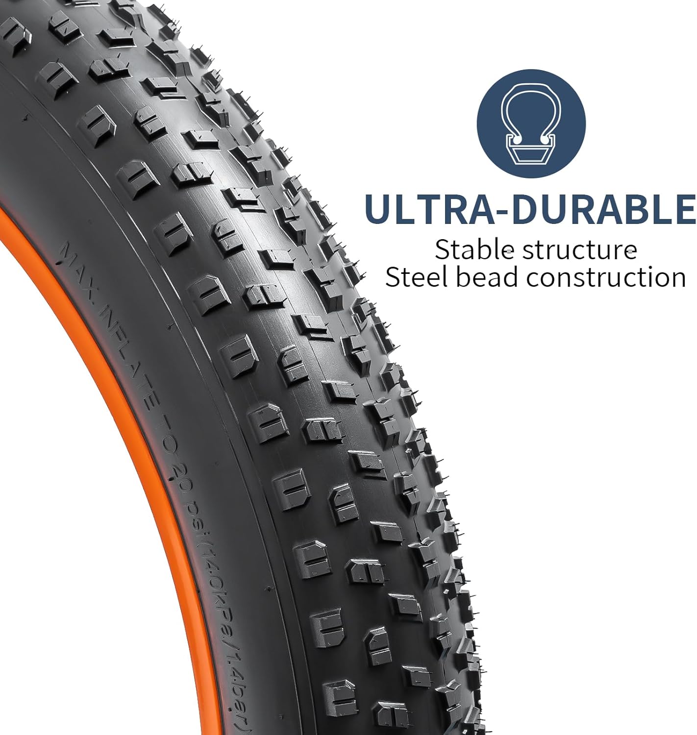 YUNSCM 26" Mountain Fat Bike Tire 26x4.0/100-559 Compatible with Mountain E-Bike 26 x 4 26 x 4.0 E-Bike Bicycle Tire