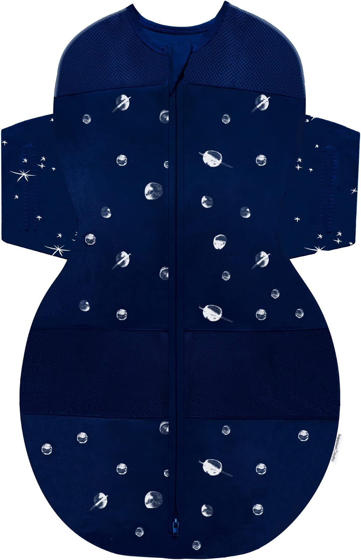 SNOO Sleep Sack - 100% Organic Cotton Baby Swaddle Blanket - Doctor Designed Promotes Healthy Hip Development (Midnight Planets, Large)