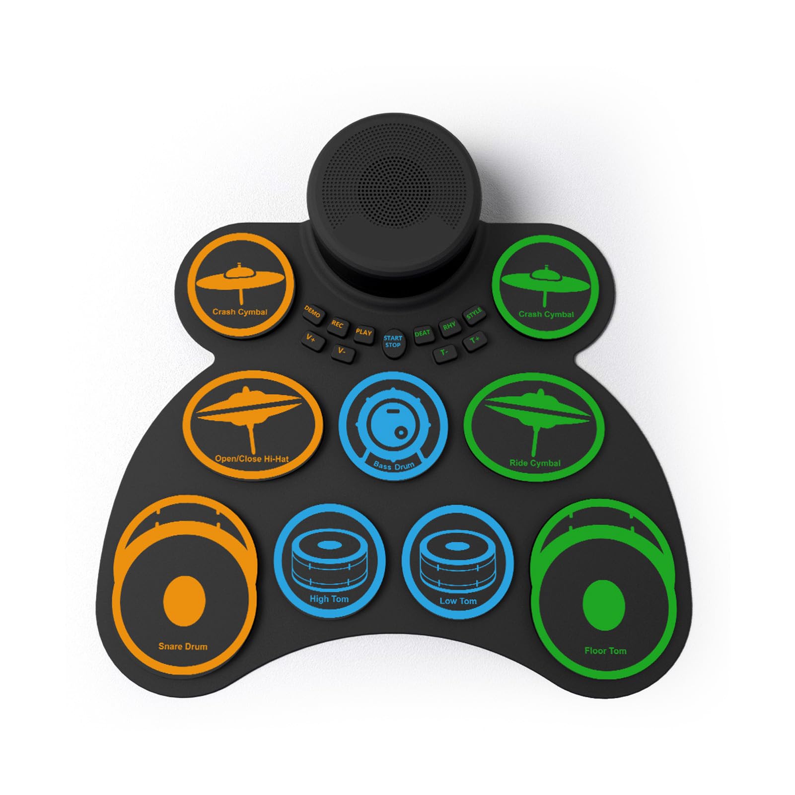KUIDAMOS Batería Electrónica Portátil 9 Pads MIDI Roll-Up Drum Kit para Principiantes con Altavoz, Auriculares para Practicar Batería en Casa o Dormitorios, 14.8 X 14.2 X 2 Pulgadas Negro