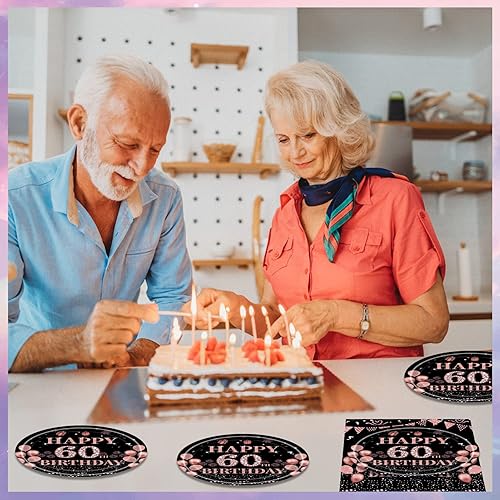 Miniatura 5 de KHAIVI 40 piezas de decoraciones de fiesta de cumpleaños 60 para mujer, decoraciones de cumpleaños de 60 años para mujer, decoración de mesa de