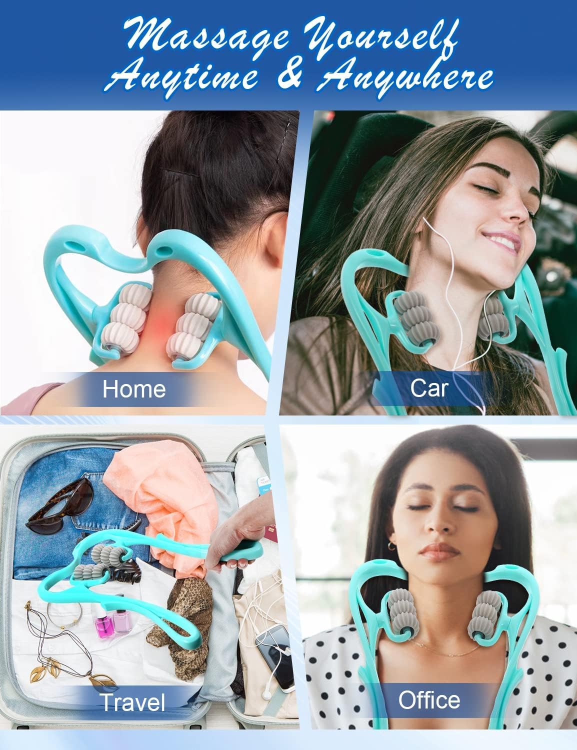 Calyrex Neck Massager for Pain Relief, Trigger Point Roller Massager Deep Tissue Handheld Shoulder Massager Tool for Legs Waist Neck Arm 3