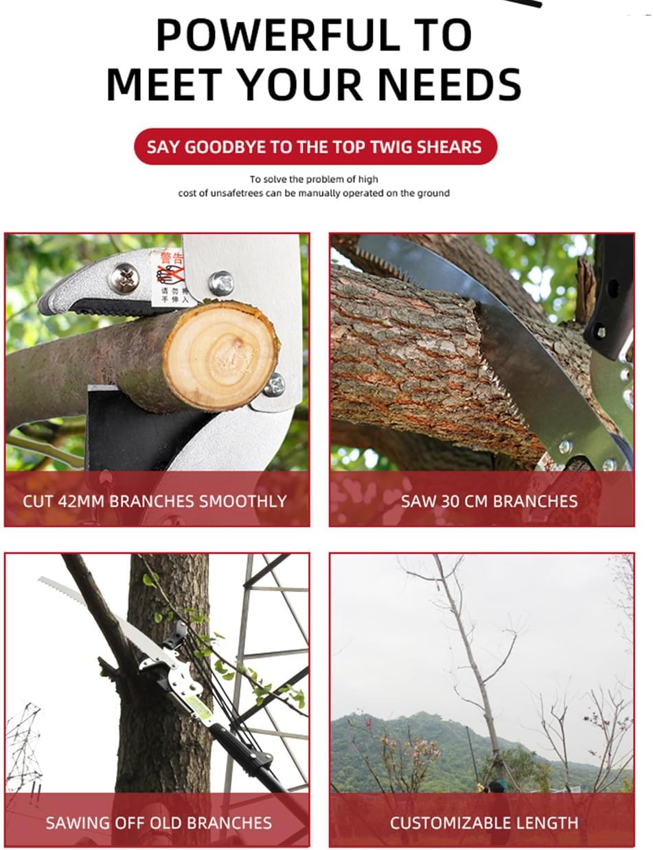 Height Extendable Pruning Saw, Telescopic Tree Pruners, Gardening Branch Saw Loppers Cutter, with Sk5 Cutting Blade, Gardening Branch Saw Loppers Cutter Trimmer Tools,7.2M/24FT