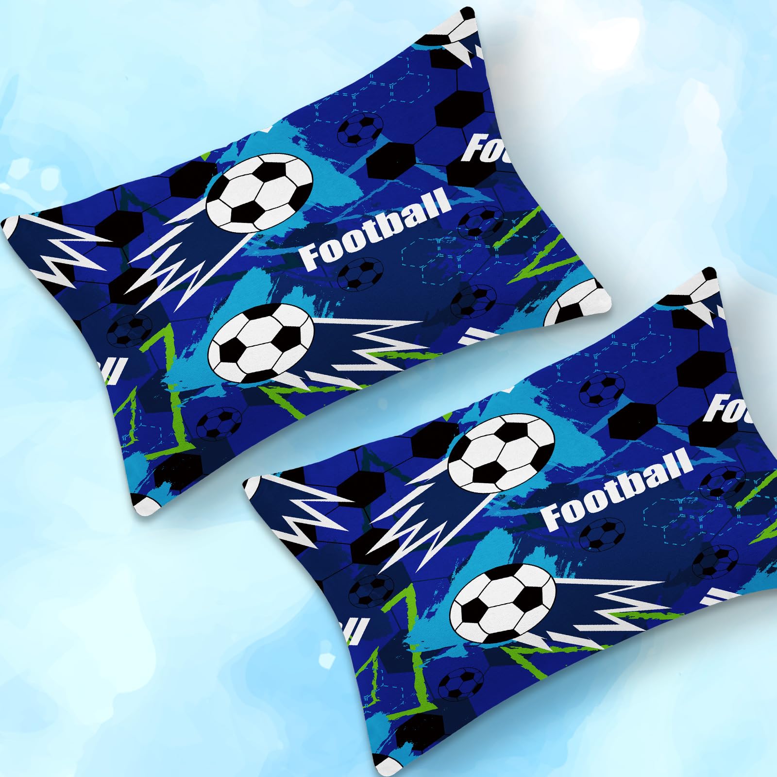 Yzehomijia Voetbaldekbedovertrek, kinderbeddengoed, microvezel dekbedovertrek met 2 kussenslopen 65 x 65 cm (F3, 220×240