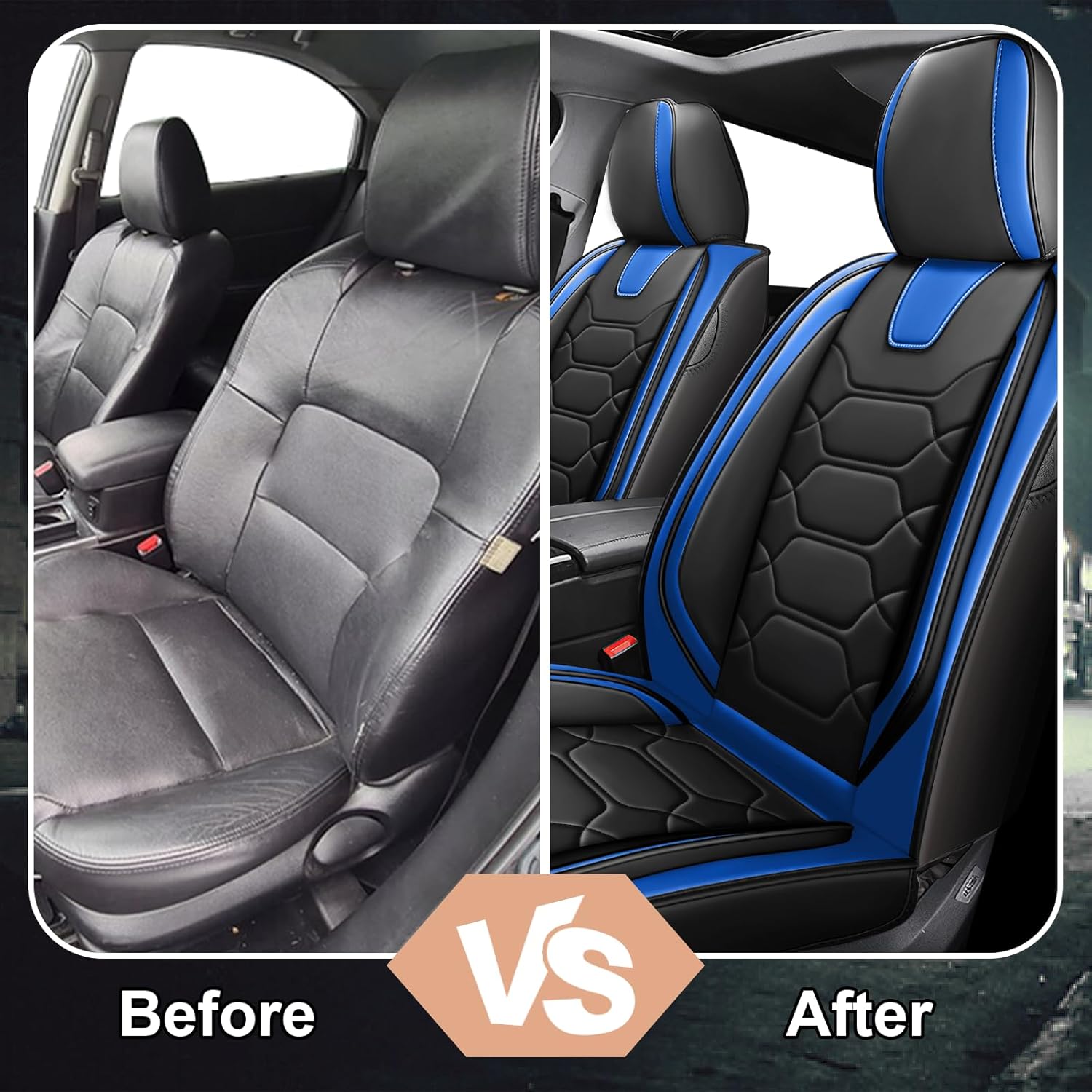Car Seat Covers Fit for Subaru Crosstrek 2016-2026,2 Seats Comfort Non-Slip Seat Covers Airbag Compatible, Waterproof and Wear Resistant Leather Seat Covers(Standard 2 Seats, Black Blue)