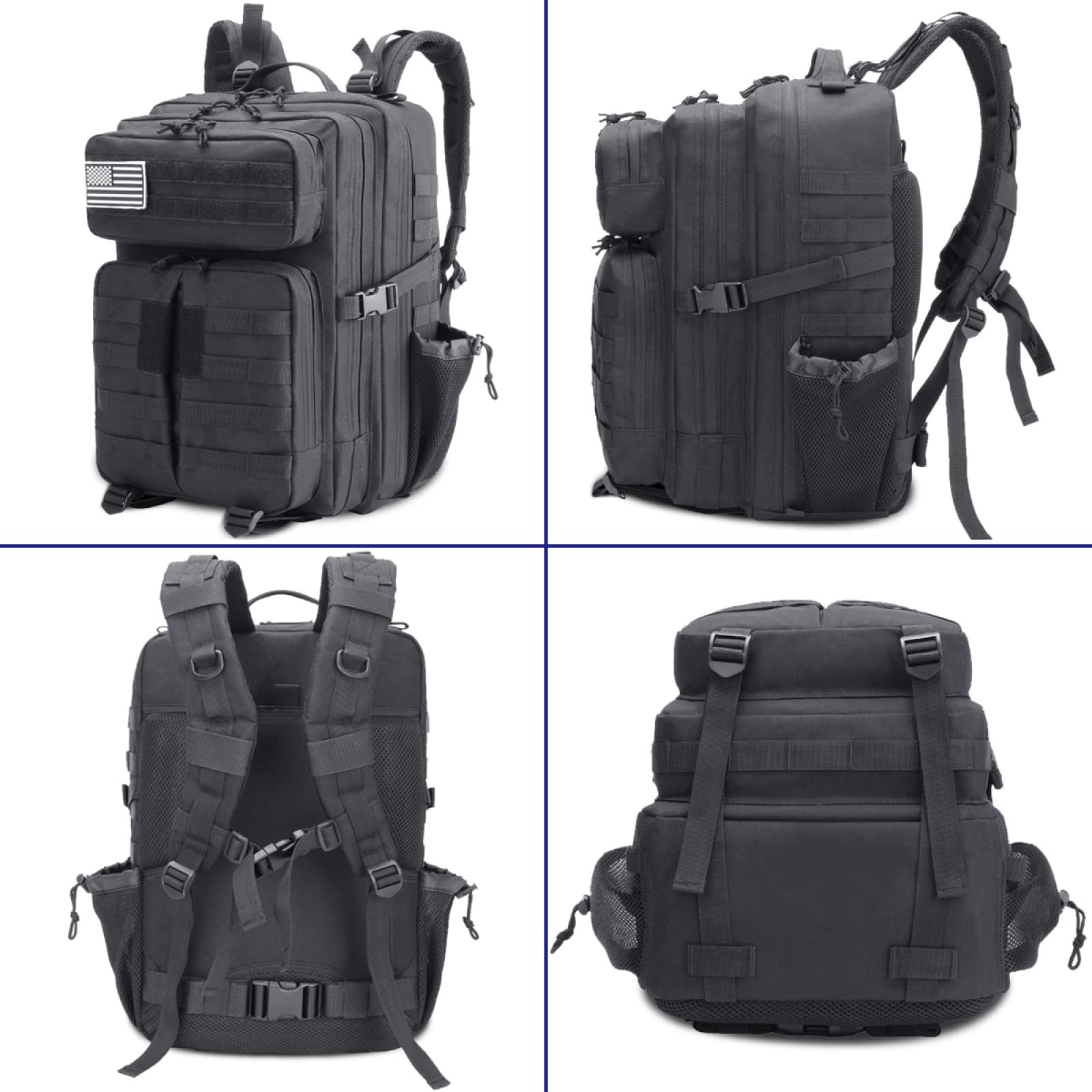 REEBOW GEAR Plecak taktyczny 45 l, plecak turystyczny, wojskowy plecak szturmowy, 3 dni, plecak taktyczny z systemem Molle, plecak wojskowy, na trekking, kemping, polowanie, wędrówki, zielony wojskowy