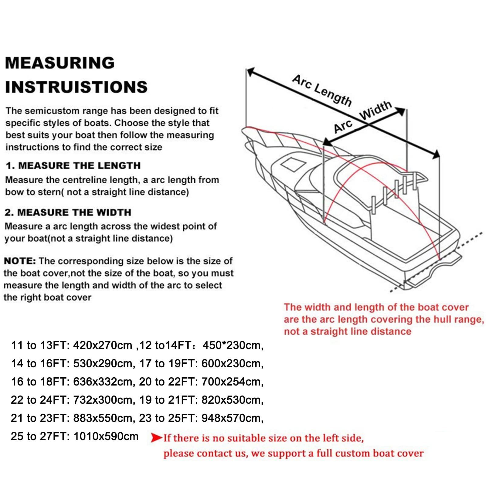 LDIW 11-27ft Bootspersenning 210D Oxford Gewebe Boot Abdeckplane Wasserdicht Staub Schutz Cover für V-Hull Tri-Hull Runabouts Und Bassboote, Schwarz,21 to 23FT: 883x550cm